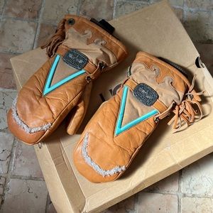 Burton Cowgirl Leather Western Mittens Gor-tex Snowboard Mitts